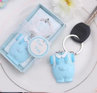 20pcs baby shower favors blue clothes design keychain baby baptism gift for guest birthday party souvenir