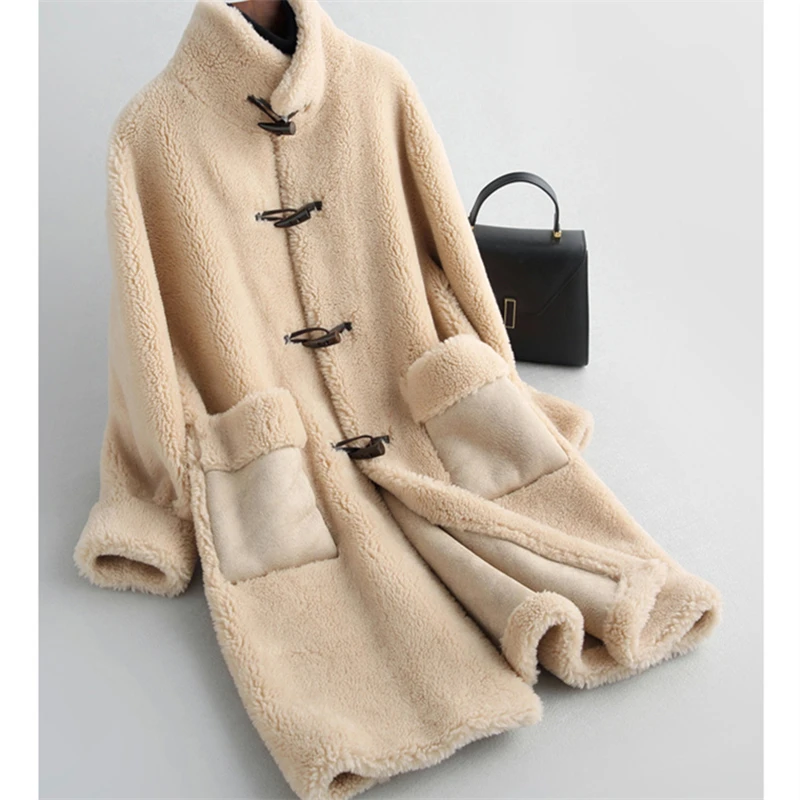 Длинная стрижка овечьей шерсти Женская Новинка Зима 2019 шерстяное овечье теплое