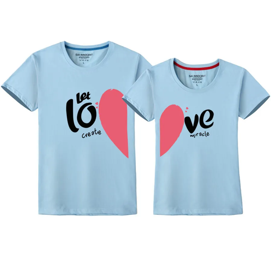 Новые летние Забавные футболки для пар хлопковые с круглым вырезом и принтом