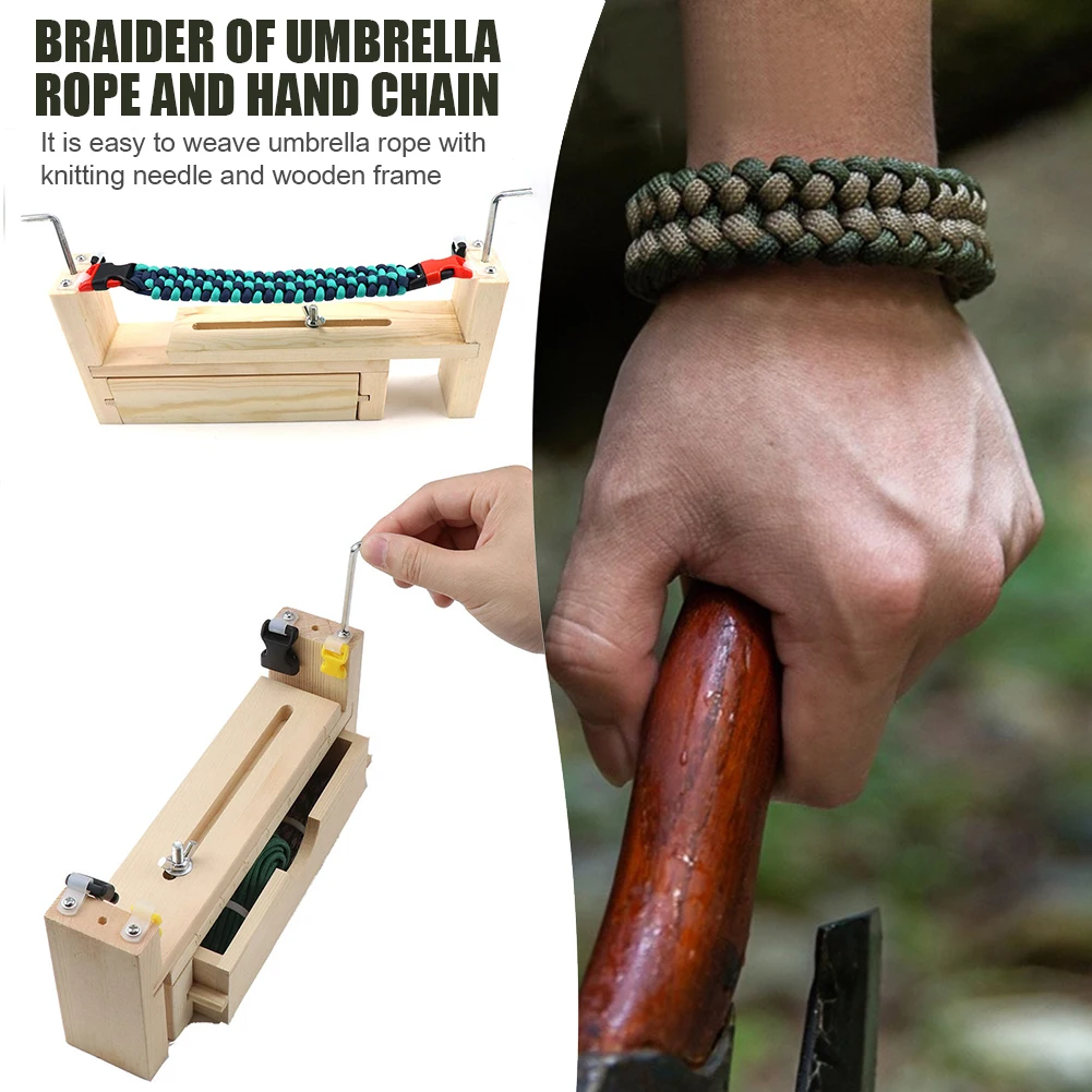 

DIY Wooden Paracord Knitting Tools w/Lanyard Buckle Family Jig Bracelet Maker Wristband Outdoor Camping Accessory
