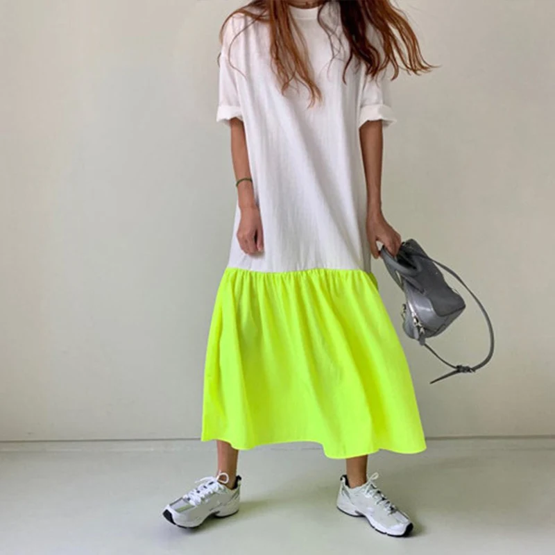 Женское длинное свободное платье в стиле пэчворк повседневные уличные платья с