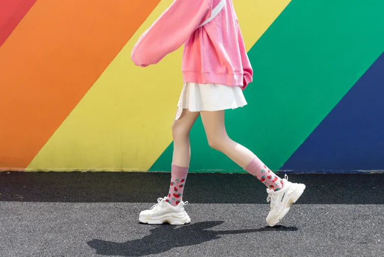 Осень зима Harajuku каваи счастливые носки женские новые модные Клубничные забавные носки креативные высококачественные милые носки