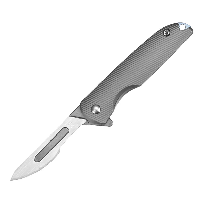 HWZBBEN Scalpels EDC Складной нож из титанового сплава с 10 лезвиями NO.24 гравировальные