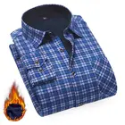 Aoliwen брендовая мужская зимняя теплая рубашка с подкладкой, фланелевая приталенная клетчатая рубашка, зимняя теплая Клетчатая Мужская рубашка с длинными рукавами, плюс бархатная рубашка