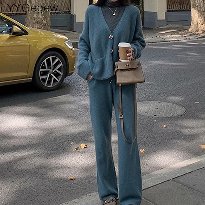 

2021 Women Elastic loose Drawstring Trousers Thick sweater straight Pants Autumn Winter Sport pants sweater thick pants