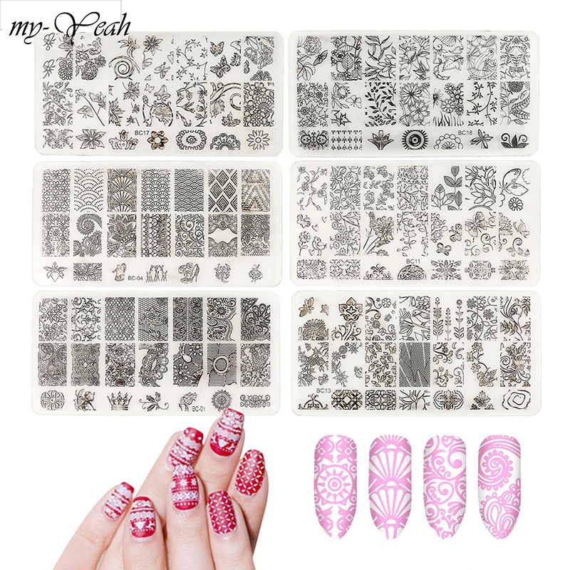 My-Yeah дизайн ногтей кружева цветок животный узор передача изображения прозрачная