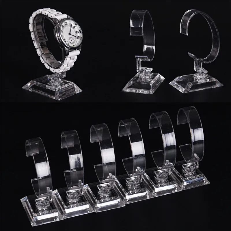 New 2pc/lot Acrylic Clear Watch Bracelet Bangle Display Holder Stand Rack Retail Shop Showcase Brazaletes Jewelry Rack Wholesale velvet t bar headwear display stand watch bracelet bangle holder retail shop jewelry display stand rack showcase organizer