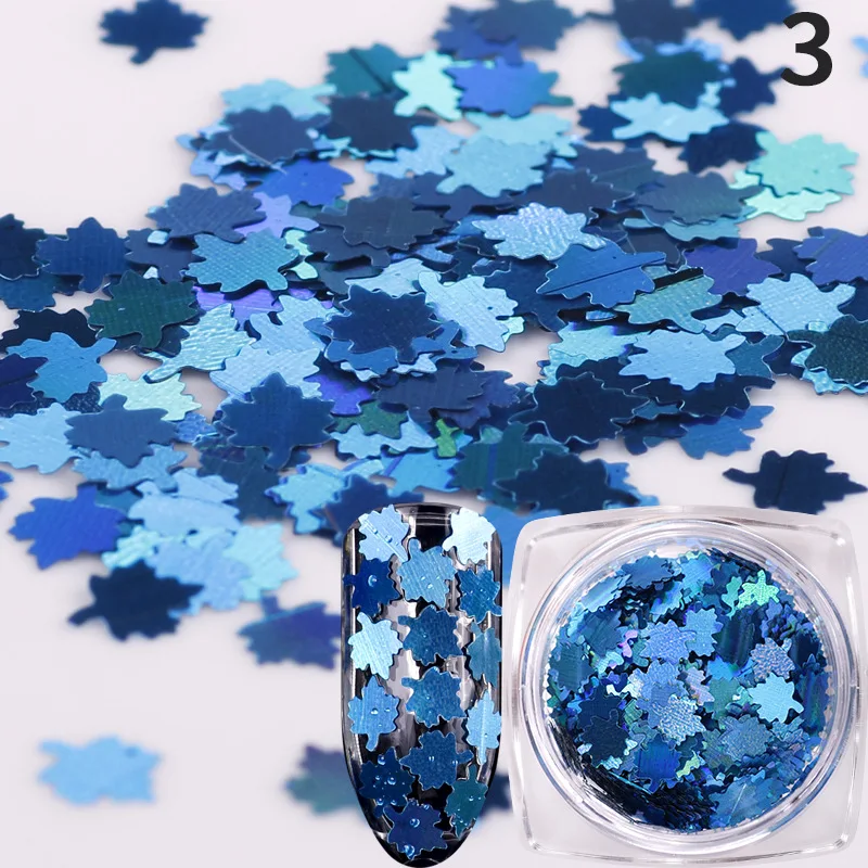 

12 Jars 3D Nail Glitter Laser Sequins Maple Leaf Sequins Manicure Decor DIY Art Tips Maple Leaf Sticker Thin Paillette Flakes 57