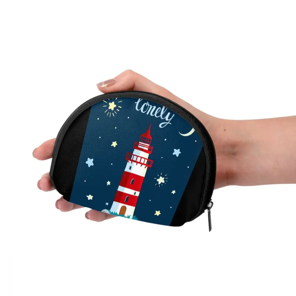 

Women Wallets Zipper Small Wallet Short Credit Card Coin Purse FemaleCartoon Starlight Night Lighthouse