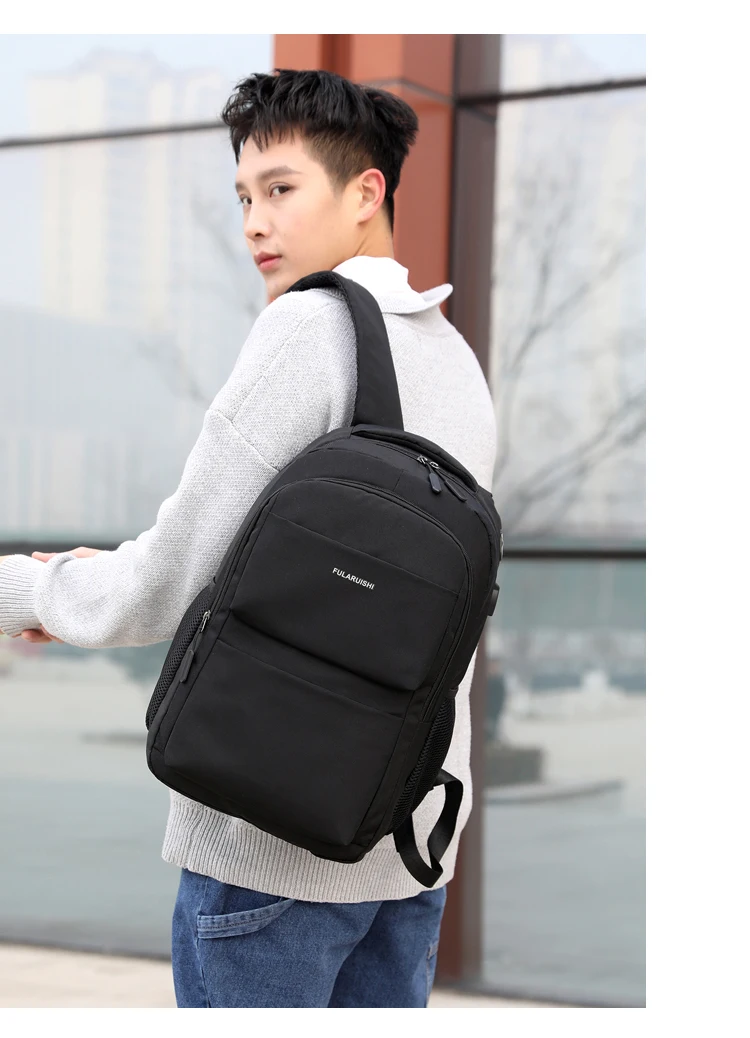 Men Backpack School Bag Waterproof Nylon New Schoolbag Business Laptop Polyester Bag 14 Shoulder Bag 15.6 Inch Computer Packsack