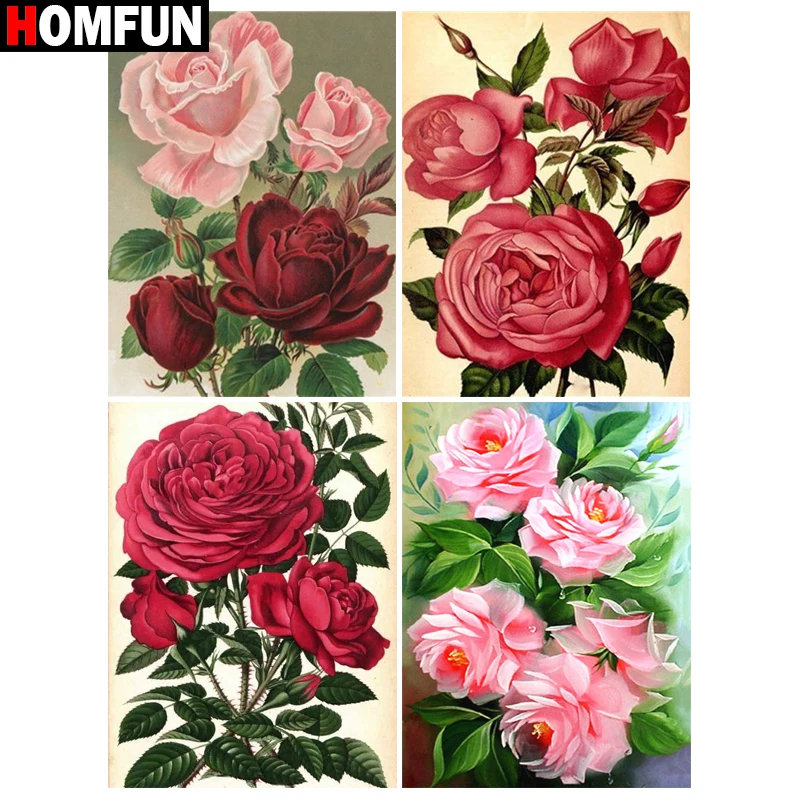 

Картина HOMFUN с алмазной вышивкой, «Цветочный красный пейзаж», алмазная живопись, полный квадратный фотографический Декор