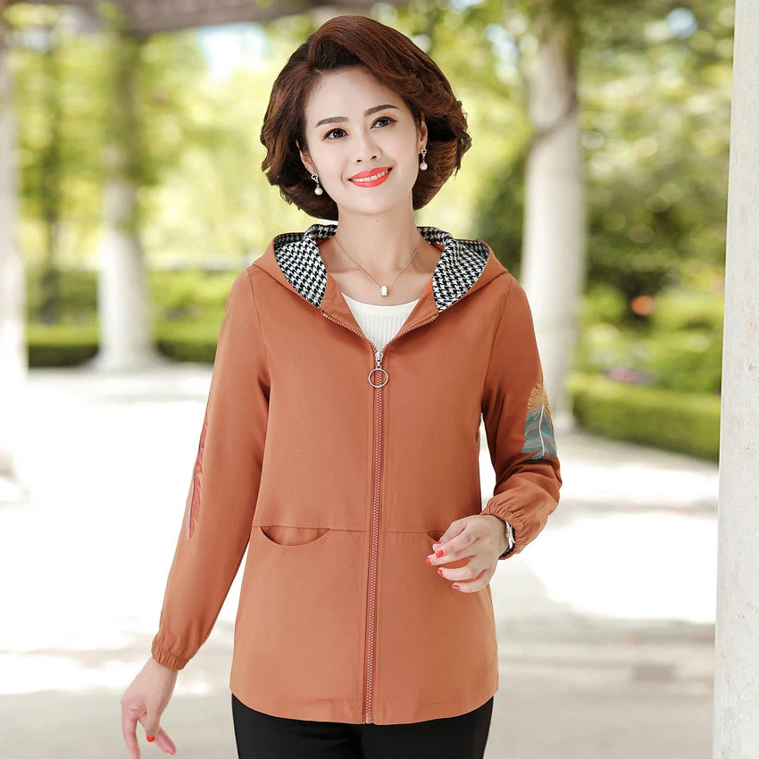 Осенняя куртка с капюшоном в гусиную лапку Женское пальто длинными рукавами и