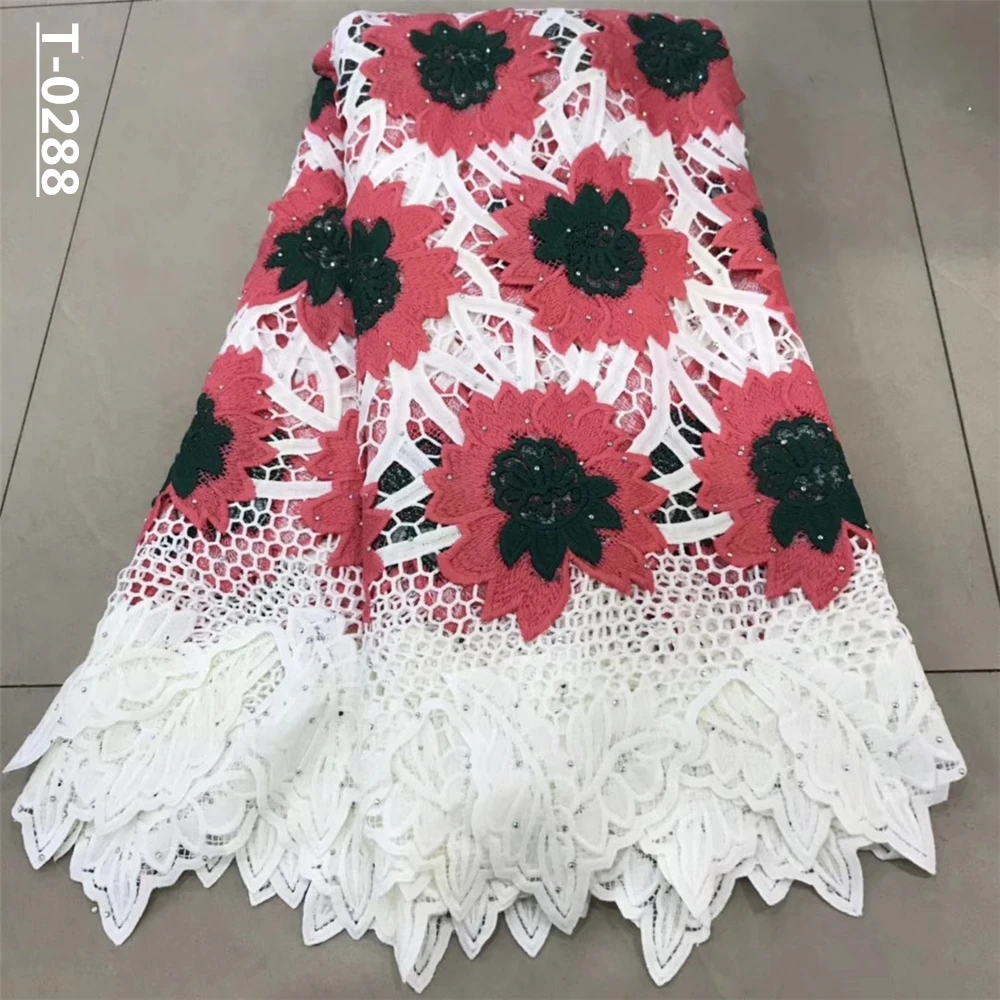 Новая мода африканская гипюровая сетка шнур кружевная ткань камнями нигерийский