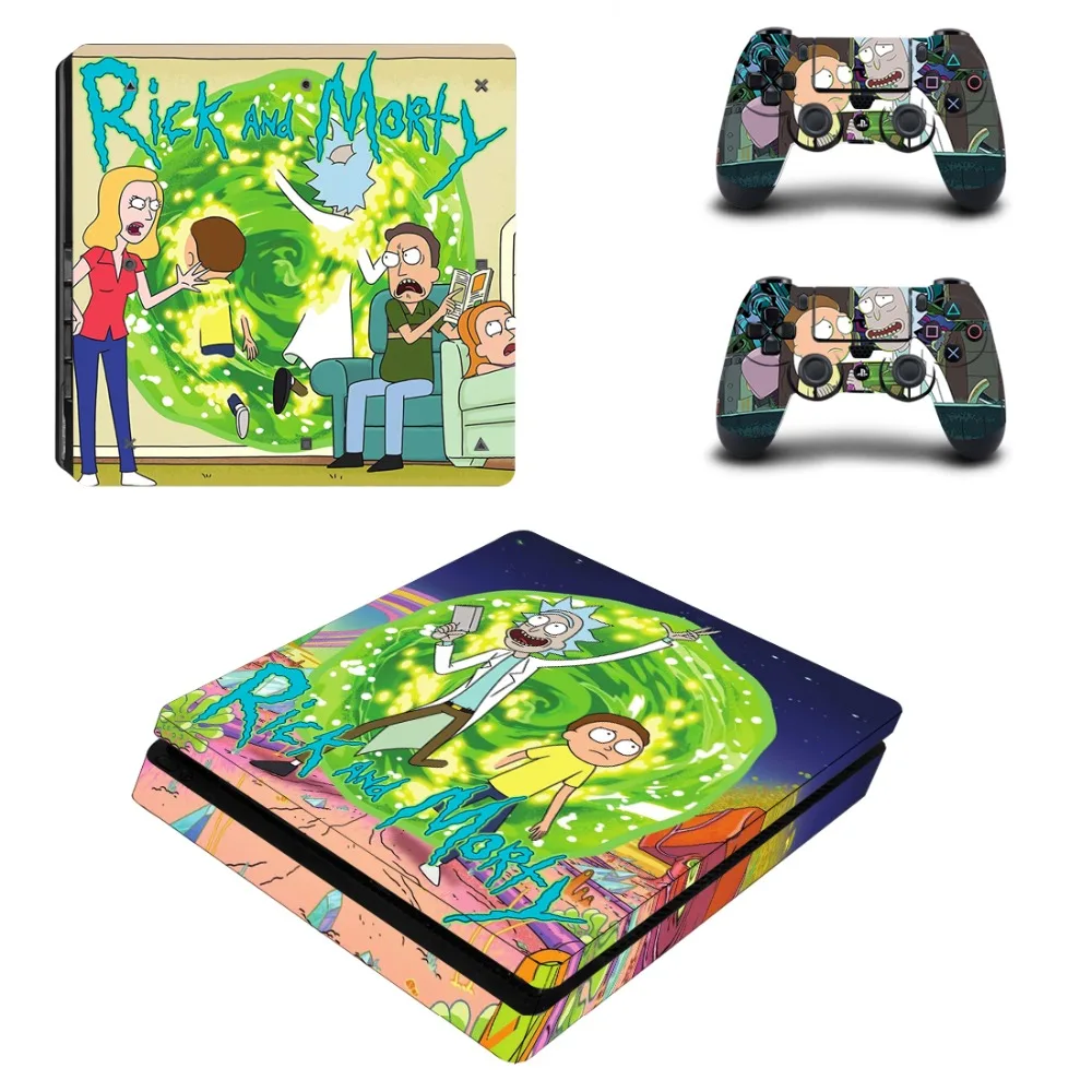 Rick and Morty полное покрытие лицевые панели PS4 тонкая кожа Виниловая наклейка, стикер для консоли Playstation 4 и контроллеров PS4 Slim Skin