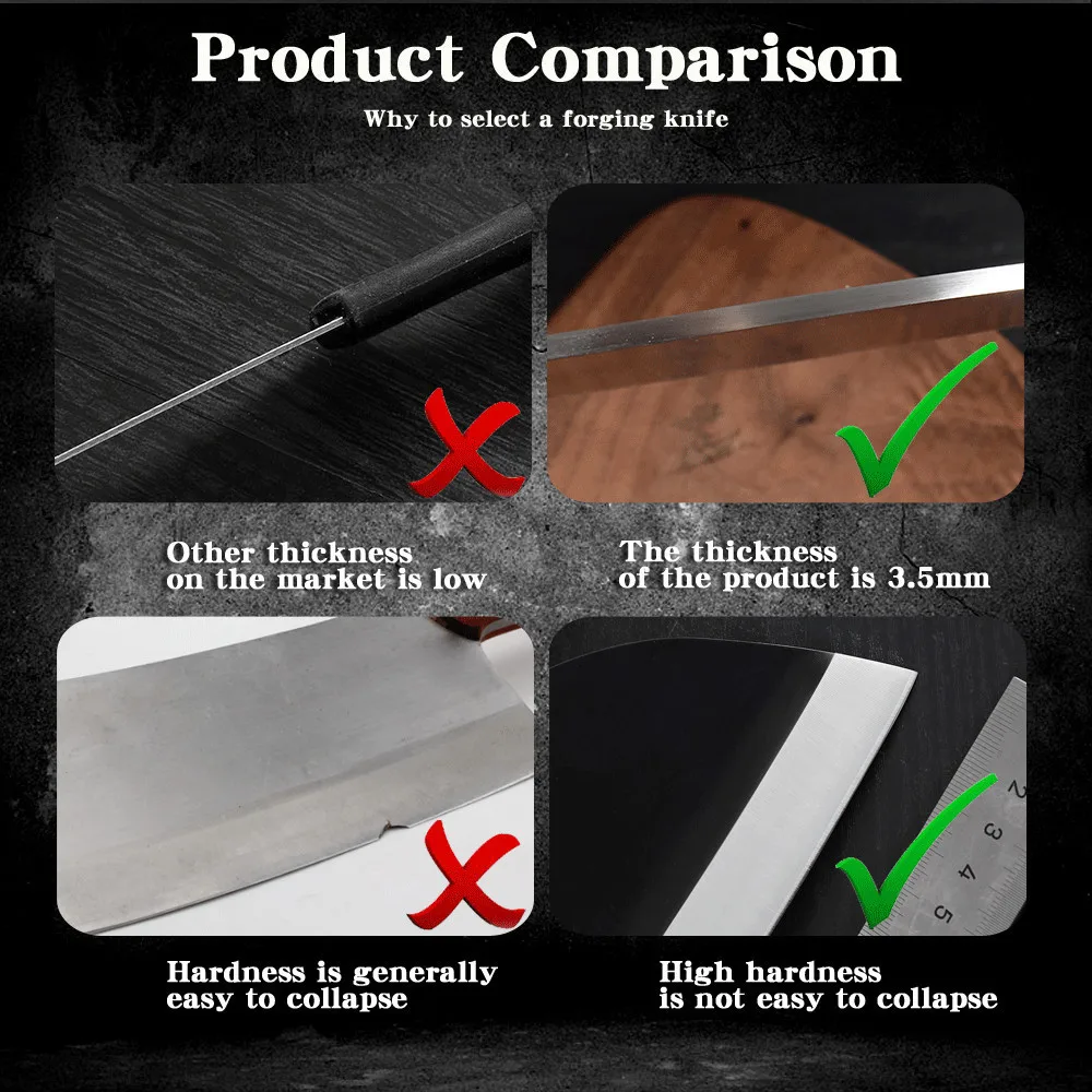 XYj измельчитель Ножи-6 дюймов для нарезки мяса Кливер Кухня Ножи-Heavy Duty мясника