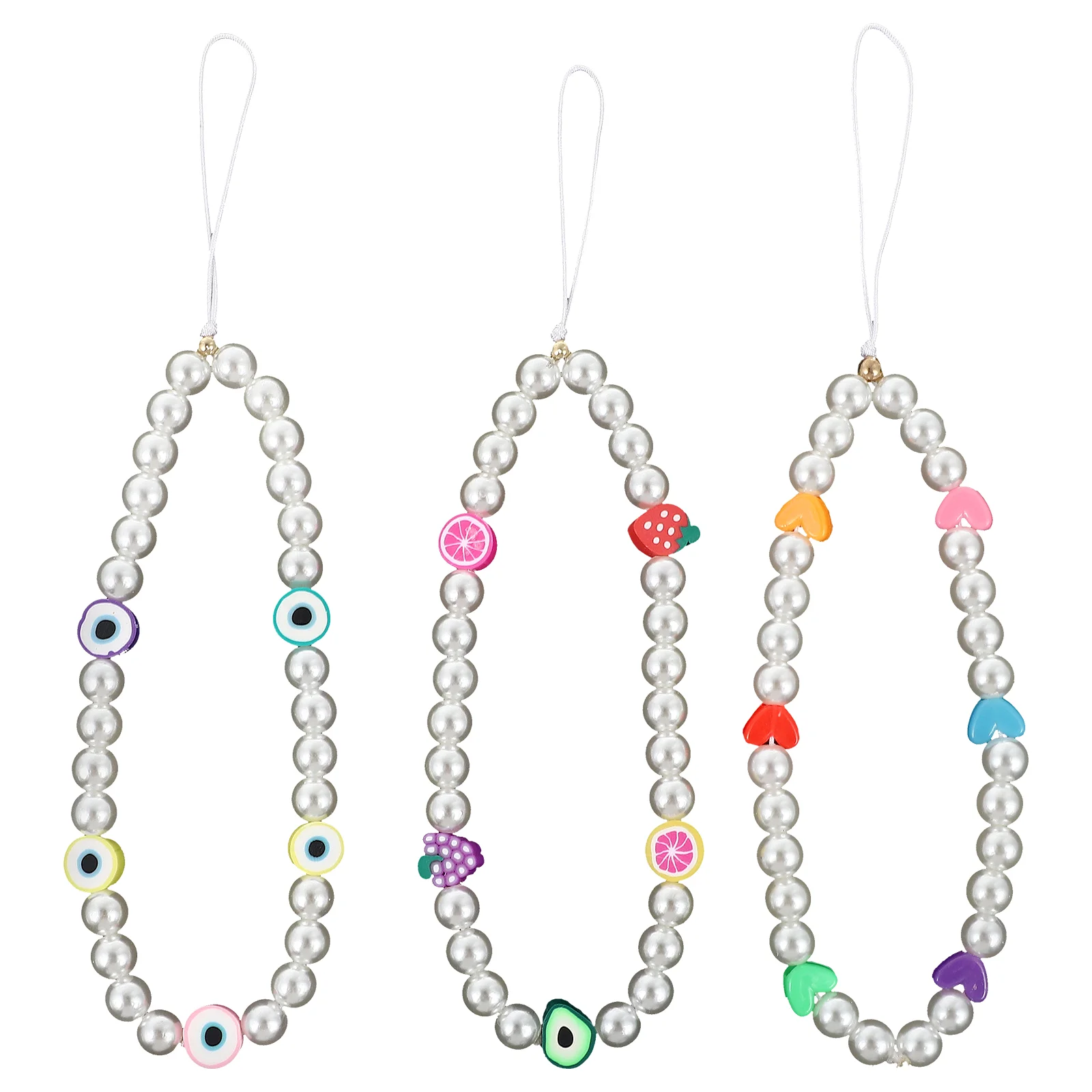 

3pcs Phone Hanging Ropes Pearls Phone Lanyards Fashion Phone Chains (Assorted Color)