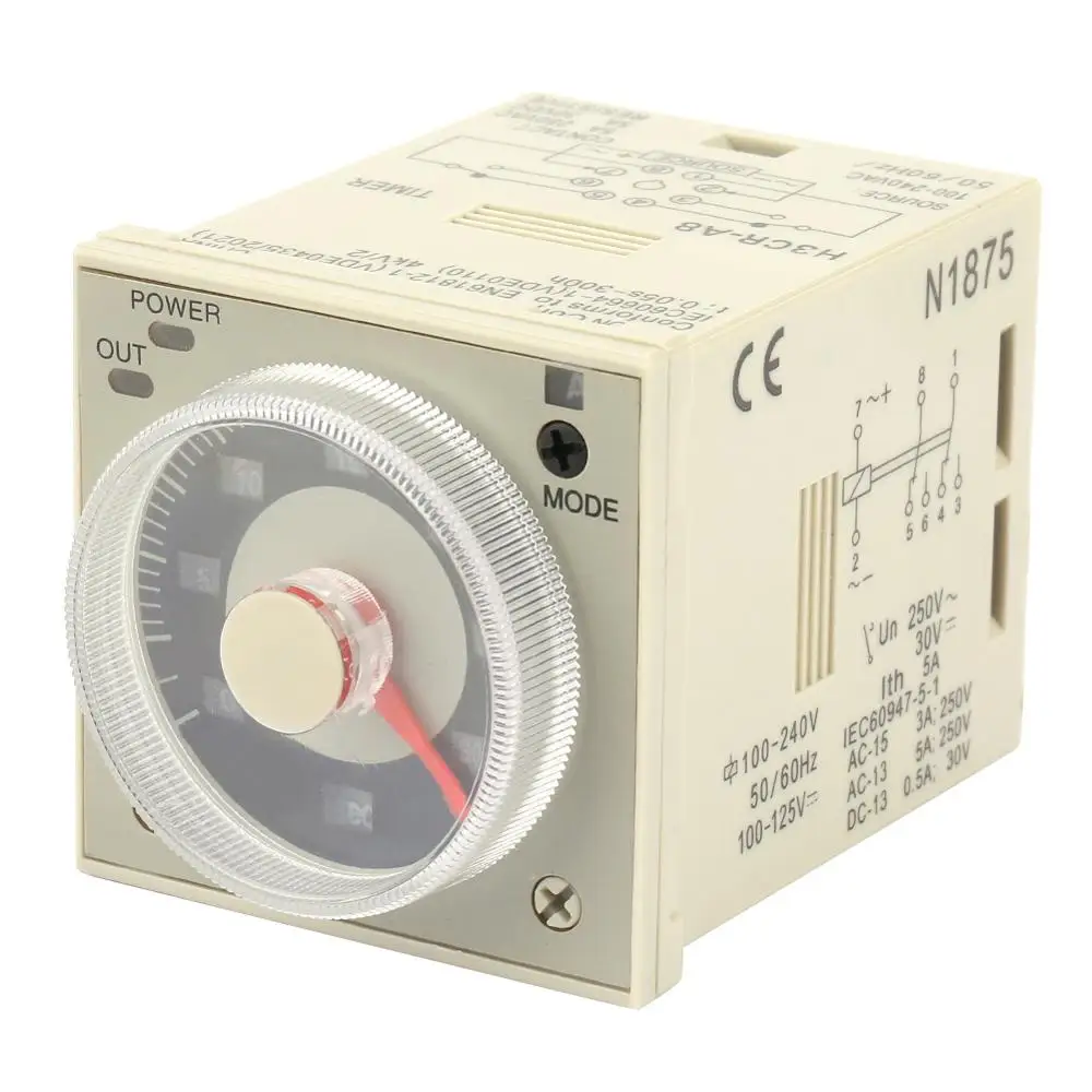 H3CR A8 реле времени 1 2 S 300 H 8 Pin ручка Управление таймера задержки 100 240V AC 125V DC|Реле| |