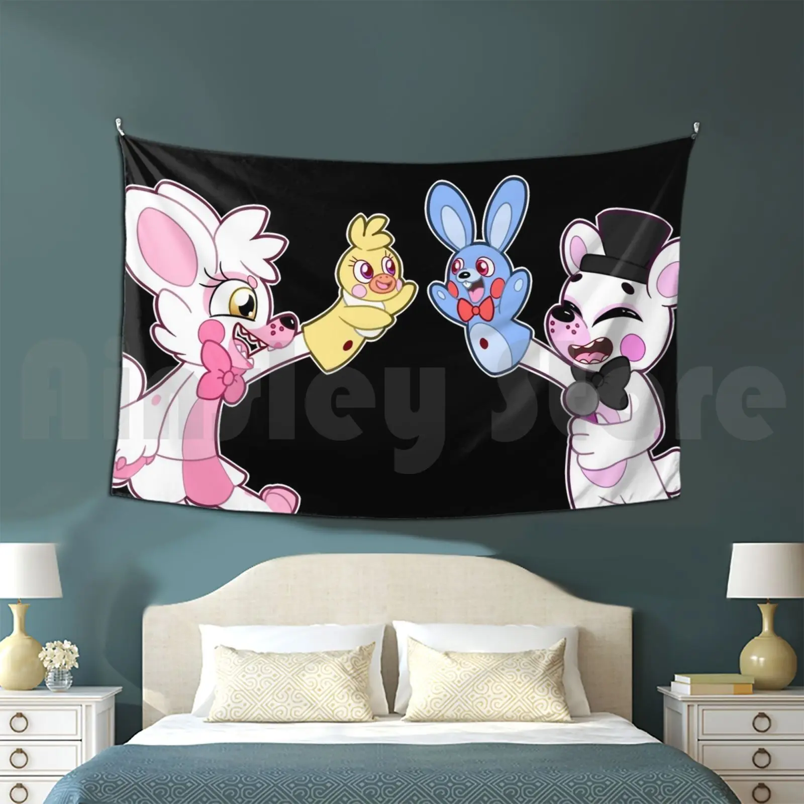 Funtime Foxy And Tapestry Background Wall Hanging Fnaf Sister Loaction Five Nights At Bonnie Chica