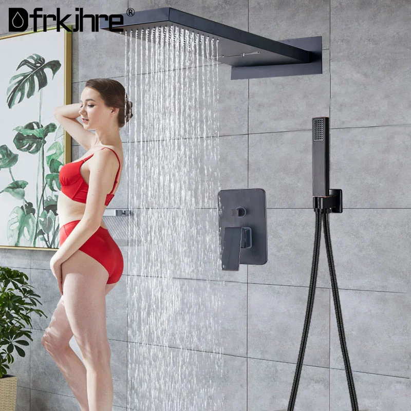 Ванная комната хром водопад дождь смеситель для душа комплект Пластик душевая