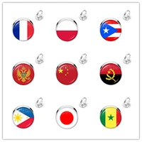 france poland puerto rico montenegro china angola senegal philippines japan 16mm glass cabochon national flag adjustabe rings