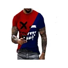 Мужская 3D-печать через брызги чернила 2021 Мужская международная торговля летняя Свободная Повседневная мода с круглым вырезом