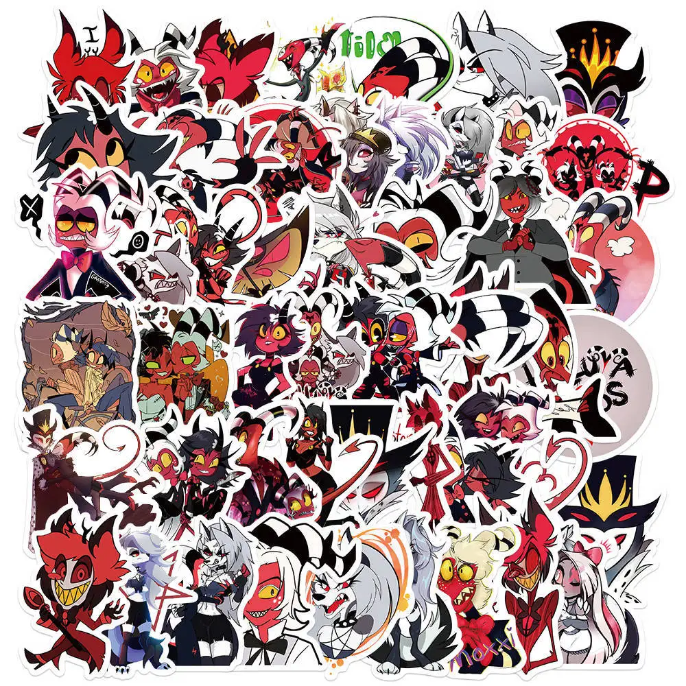 

10/30/50/100Pcs Helluva Boss Stickers Aesthetic Backpack Anime Sticker Diy Cartoon Waterproof Decals Children Toy Birthday Gifts