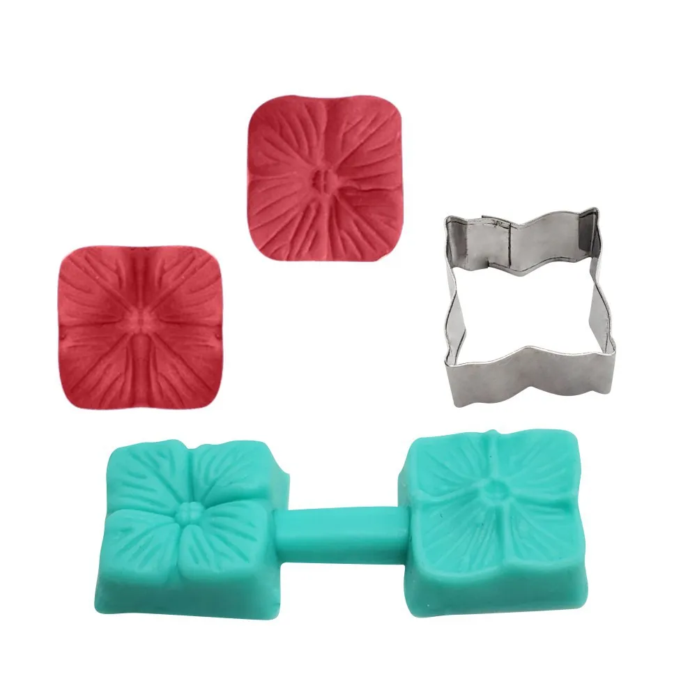 Силиконовые формы в виде лепестков цветов 4 вида с резаком из нержавеющей стали