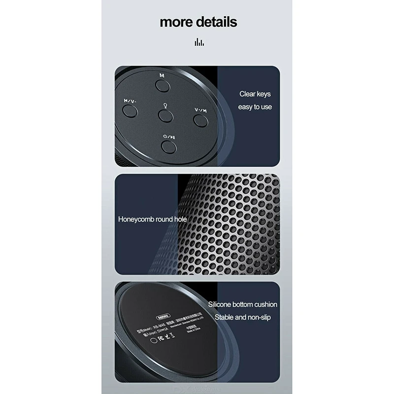 

REMAX RB-M46 Enceinte Bluetooth Speaker 1200 MAh AUX Speaker