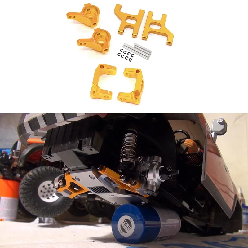 Juego de brazo de suspensi&oacute;n portabuje de direcci&oacute;n delantera de Metal, copa C, para 1/10 coche trepador de control remoto Tamiya CC01, CC-01 piezas de mejora-2