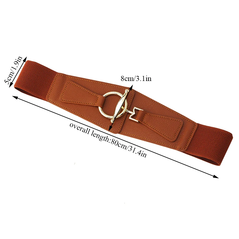 

Fashion Wide Waistbands Women Elastic Waist Belt for Dress Sweater Pin Buckle Leather Belts Girls Cummerbunds Stretchy Belt