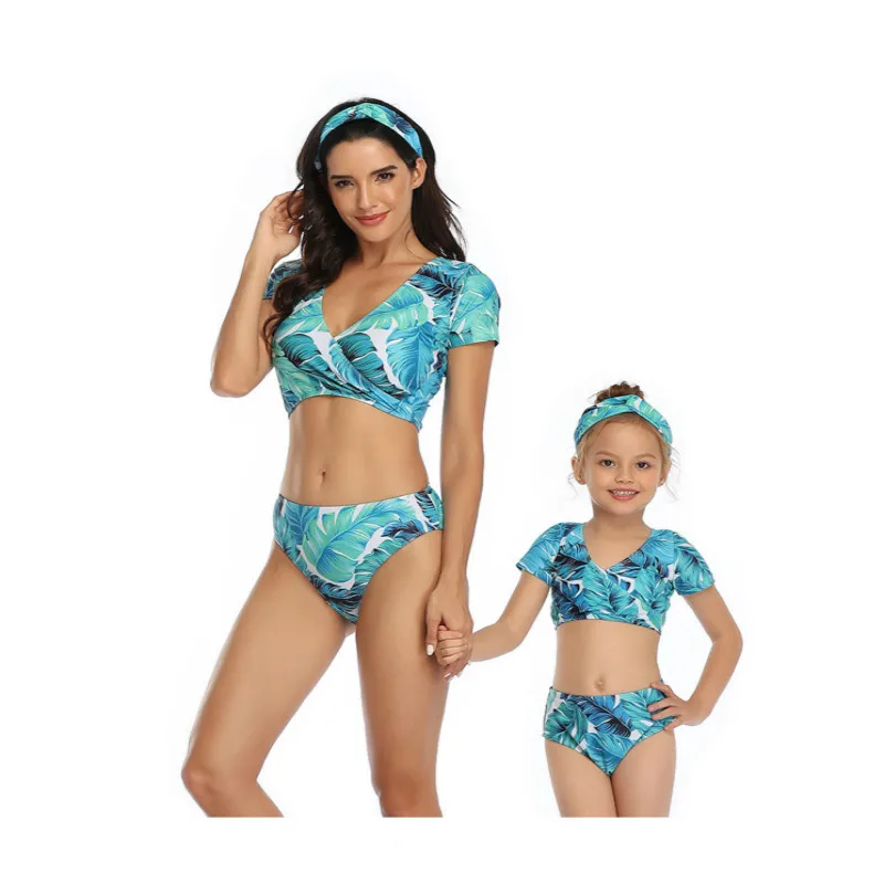 Купальник Mommy and Me для мамы и дочки купальник с цветочным принтом двойной лист