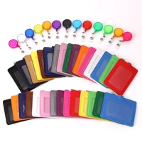 1pcs pu leather card holder wallet women men work card id badge holder retractable bus bank business credit card cover bags case