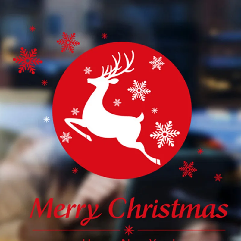 

Large Size Christmas Window Glass Mirror Sticker Removable Santa Claus Snowflakes Decals for Kids Rooms Decor Shopwindow Posters