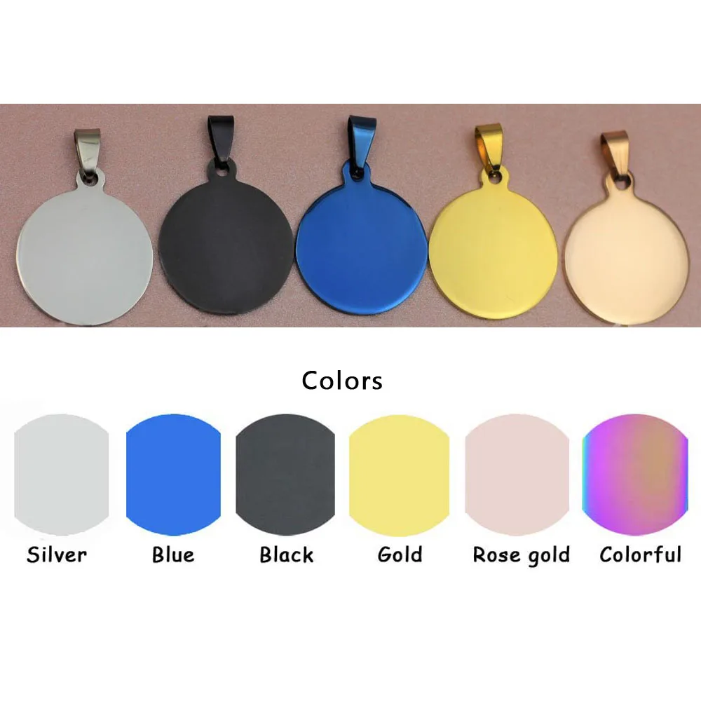 100 шт./лот Нержавеющая сталь снаружи-отверстие круг Жетоны для домашних питомцев, собак Кулоны из нержавеющей стали круглый Жетоны для питомцев с зеркальной поверхностью