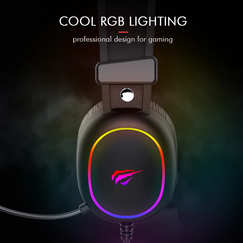 Проводная игровая гарнитура Havit профессиональные наушники RGB с объемным звуком и