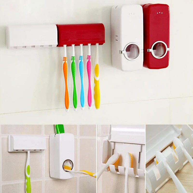 

Automatic Toothpaste Squeezer Toothpaste Holder Toothbrush Stand Wall Mount Sucker Suction Rack Home Bathroom Storage Supplies