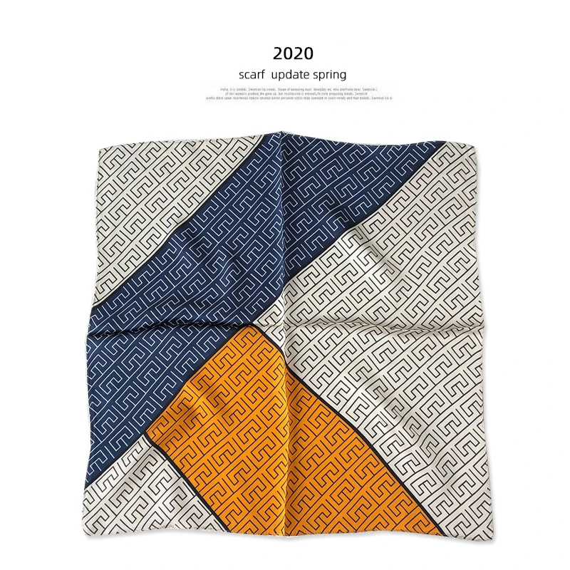 

53cm F Stripe Chic China Silk Scarf New Styles Women Head Neck Small Square Bag Scarves Silk Gift Hair Ties Bands Neckerchief