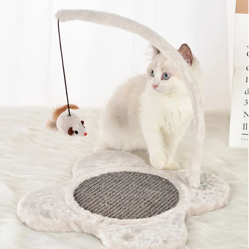 

Interactive Funny Seesaw Toy Cat Toys Kitten Cat Scratch Pad With Feather Kitten Scratch Toy With Fake Mice Pet Toys Pet Supply