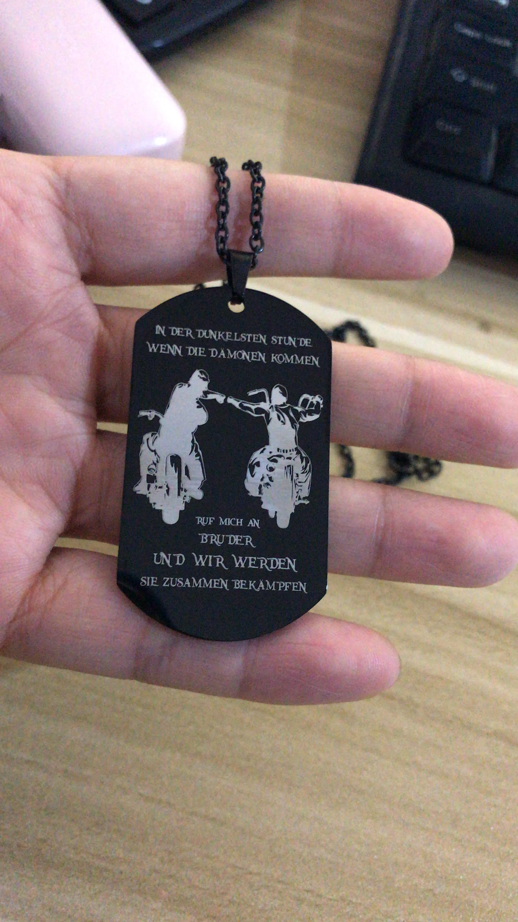 

New 29x51mm Black Military tag necklace-IN DER DUNKELSTEN STUN DE
