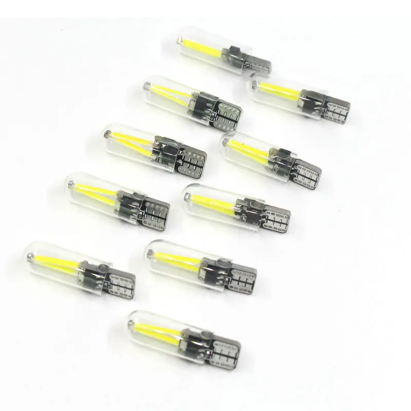 10 шт. очень яркий светодиодный купольная лампа T10 COB W5W Стекло светильник 12V