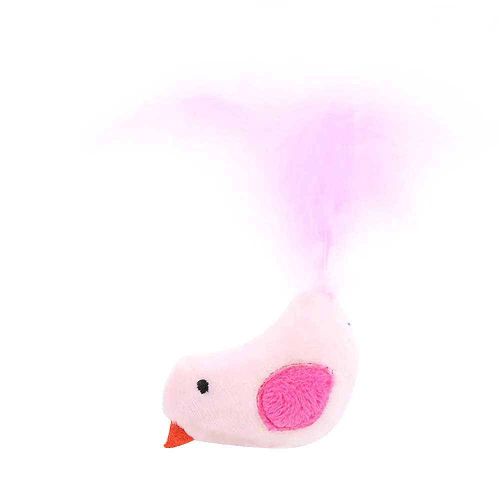 Игрушка для кошек плюшевая разноцветная птица с перьями товары питомцев