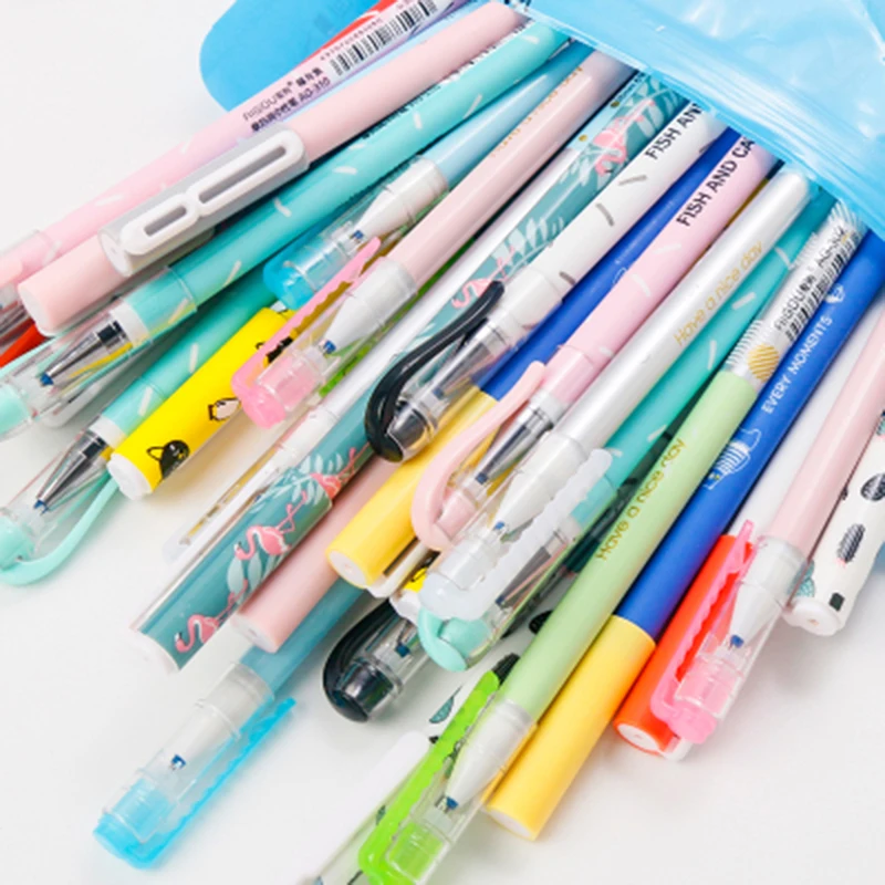 20pcs/pack Erasable Gel Pens Kawaii Student Stationery 0.35mm Needle Tip Black Ink Neutral Pen for School Supplies | Канцтовары для