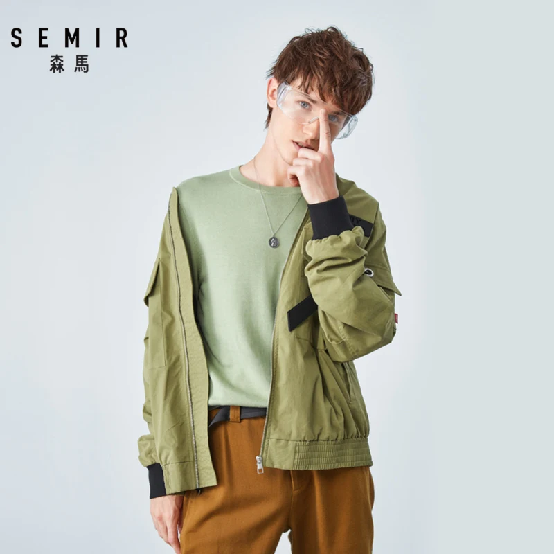 Куртка SEMIR Мужская демисезонная Бейсбольный воротник имитация ленты свободная