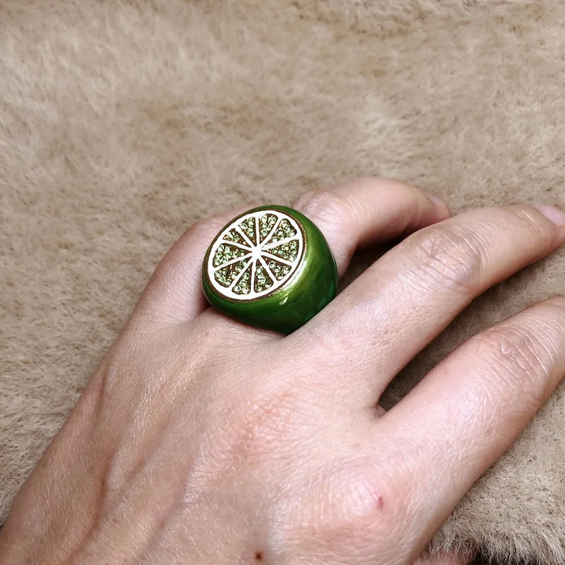 

F.J4Z Designer Luxurious Finger Rings Fashion Stunning Pineapple Lemon Big Rings for Women Hawaii Jewelry Dropship