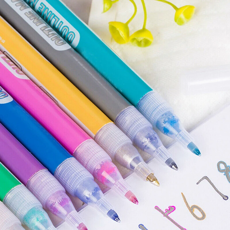 Горячая продажа 8 цветов двойная линия контурная ручка маркер фломастер для