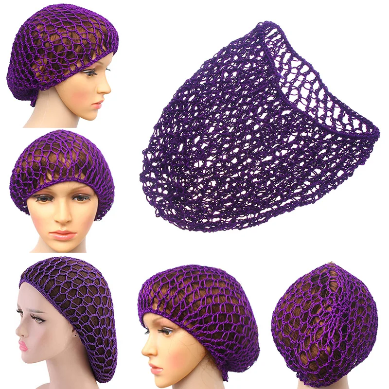 

Wide Band Mesh Snood Hair Net Headbands Lady Turban Hair Accessories Women Soft Rayon Crochet Hairnet Oversize Knit Hat Cap New