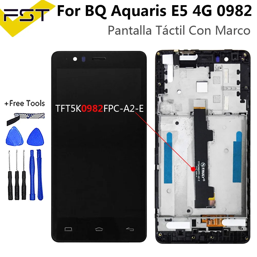 ЖК дисплей Pantalla с сенсорным экраном и дигитайзером рамкой для BQ Aquaris E5 4G 0982 TFT5K0982FPC