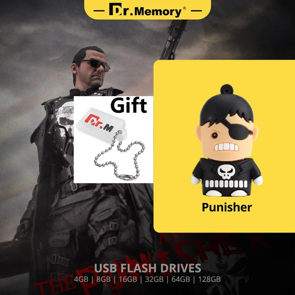 punisher Usb флеш-накопитель Бэтмен 32 Гб USB флеш-накопитель Росомаха 16 Гб Флешка 8 ГБ 4 ГБ флеш-карта usb 2,0 64 ГБ USB флешка 128 ГБ Личная авторучка - Цвет: punisher