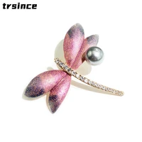 creative personality versatile korean pearl frosted dragonfly brooch female insect brooch suit pin