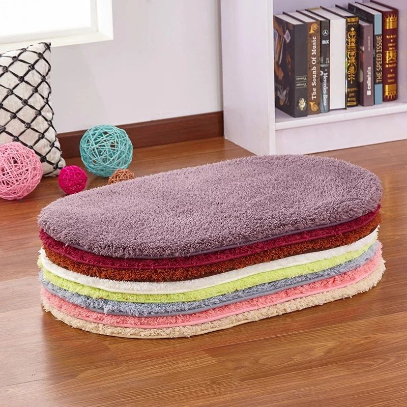 

Soft Water Absorption Anti Slip Shaggy Area Rug Oval Carpet Floor Mat for Bedroom Home Living Room Bathroom Door Ellipse Mats